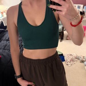 Green Ribbed Crop Top free people